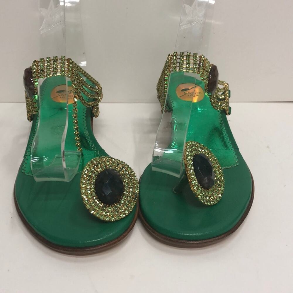 Francesco Sacco Made in Italy Green MidHeel Sandal